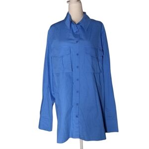 White Fox Drinks On Me Button Front Mini Dress In Azure Size Medium NWT